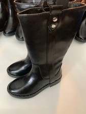 Wonder Nation Brand Girls' Children Size 12 Black Faux LEATHER TALL BOOT NEW