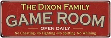 The Dixon Family Personalized Red Game Room Metal Sign 106180038187