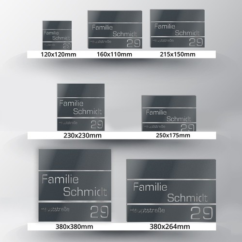 Graviers Hausname und Hausnummer Türschild aus V2A Edelstahl Anthrazit anpassbar - Bild 3 von 49