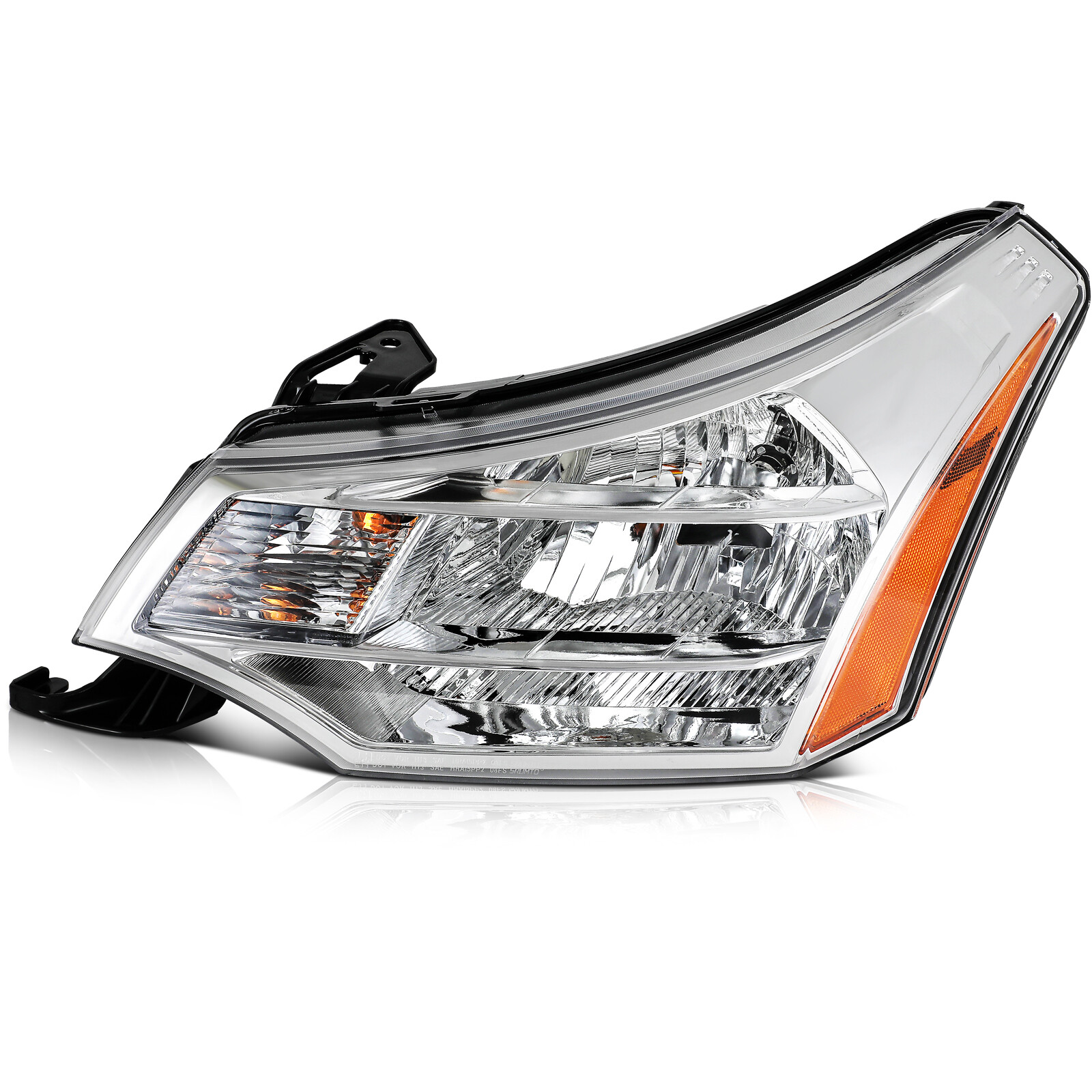 Headlights Assembly Pair For Honda CR-V 2007-2011 - Chrome Housing, Clear Lens, Direct Fit