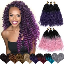 Women 14" Synthetic Water Wave Crochet Braids Hair Extensions Natural As Human
