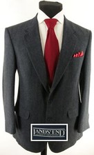 New Lands' End Men's Gray Herringbone 100 Wool Sport Coat Blazer Jacket Sz 44L
