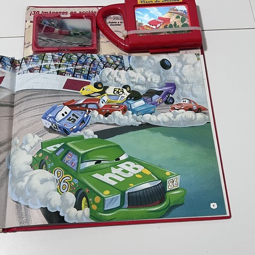 Cars La Gran Carrera Disney Pixar Español Libro 3D/2D con 30 Carte Azione Visiera - Foto 8 di 14