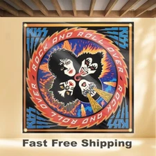 KISS ROCK AND ROLL OVER 4'X4' BANNER ALBUM COVER ART FABRIC POSTER FLAG TAPESTRY