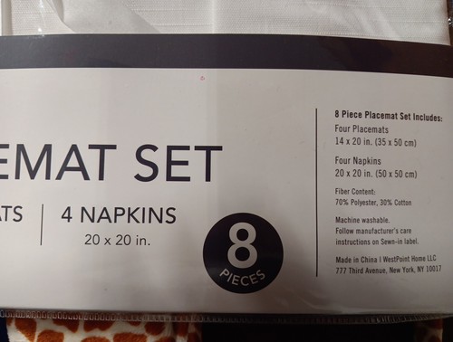 Martex Color Ivory White Placemat Set 8 pieces 4 Placemats 4 Napkins Decorate - Picture 5 of 8