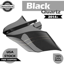 Advan Black Quartz Pinstripe Extended Side Cover Fits 14+  Harley Street Road