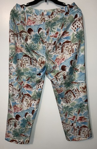 Pantaloni Charter Club Donna Golf Tg 10 Lunghezza Ritagliata Stravagante Viaggio Stampa Tropicale - Foto 3 di 4