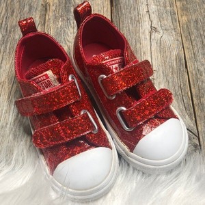 converse all star red glitter