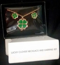 Avon Lucky Clover Necklace and Earring Set