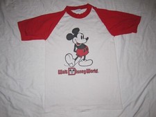 VTG 80s Walt Disney World Mickey Mouse Raglan 50/50 Tee T-shirt Small USA