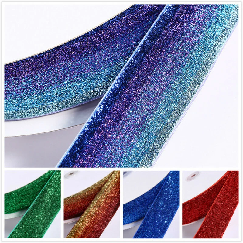 100 Yards Sparkle Shiny Ribbon Crafts Christmas Wedding Gift Packing Decor Multi - Image 3 of 4