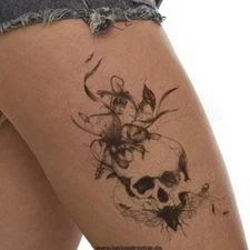 Tattoo HB-241 Butterfly Skull Temporary Tattoo in Black