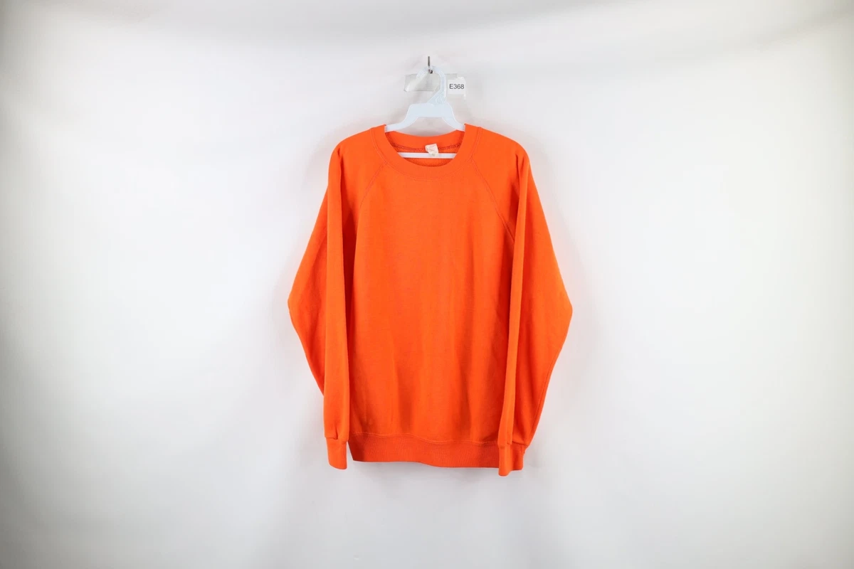 Vtg 70s Streetwear Mens Large Distressed Blank Crewneck Sweatshirt Orange  USA | eBay