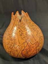 Hand carved and painted Autumn Motif Gourd Vasef