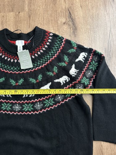 H&M Black Polyester Acrylic Crew Neck Jumper Women Size XL NEW - Picture 4 of 6