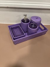 Seventeen Purple Bathroom Set Faux Leather.Pre-owned.5 Pc.
