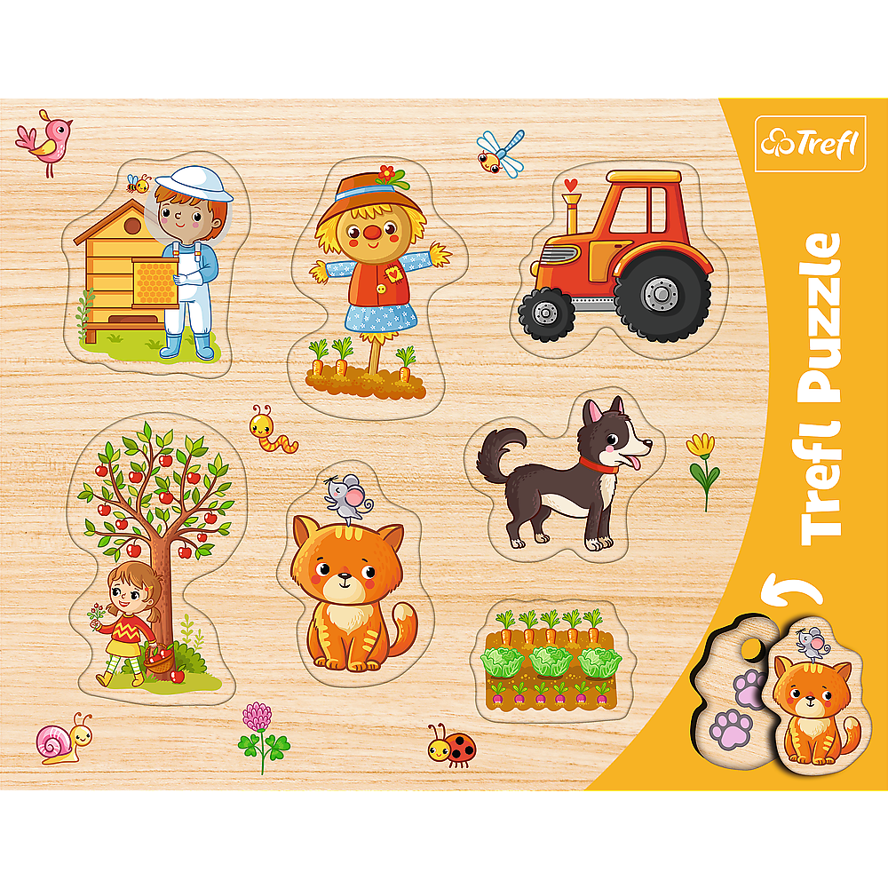 Trefl 7 Piece Toddlers Educational Village Themed Wooden Frame Shaped Puzzle