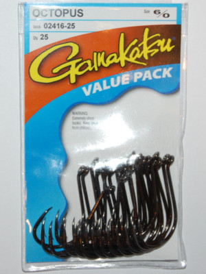 Gamakatsu 02416-25 6/0 NS Black Octopus Hooks 6CT - Foto 5