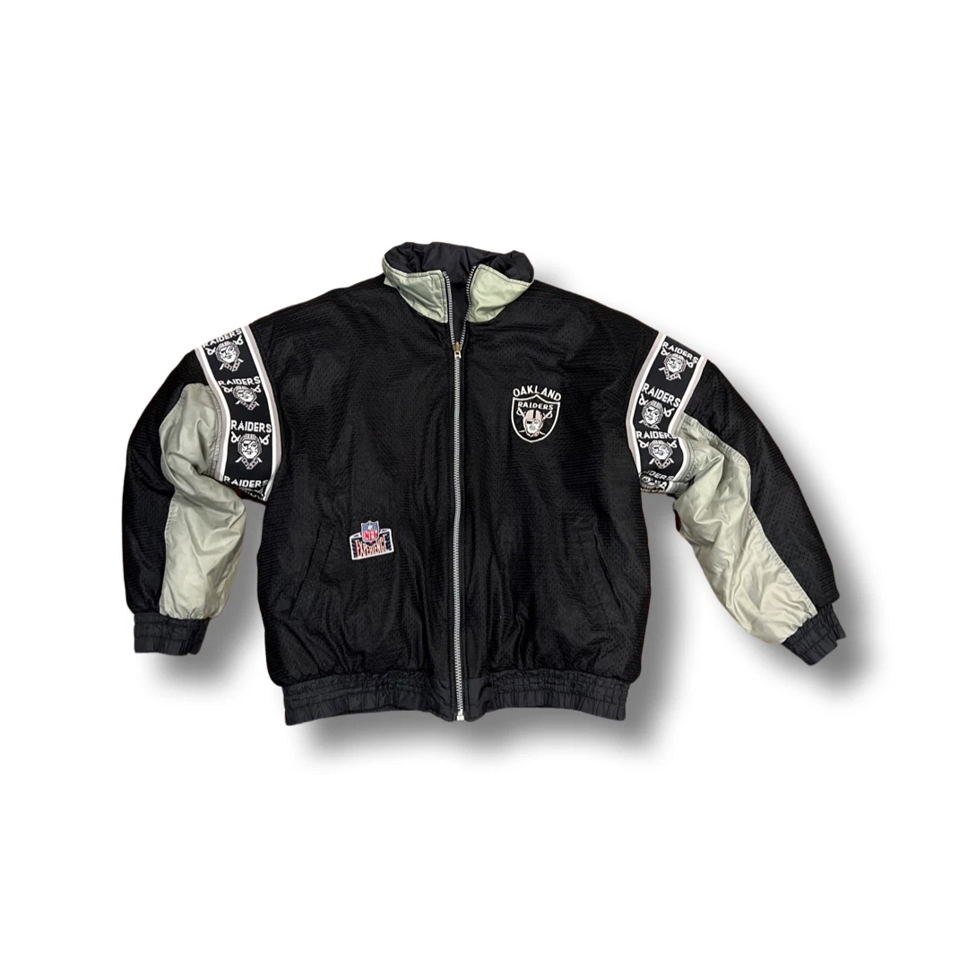 Vintage PRO PLAYER Oakland Raiders Reversible Puffer Jacket Size
