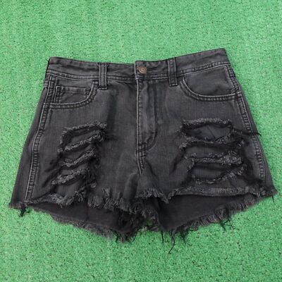 HOLLISTER CALIFORNIA HIGH-RISE BOYFRIEND SHORT BLACK DENIM JEAN SHORTS SZ  26