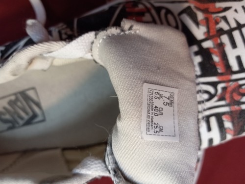 Vans Off The Wall Graphics Logo Mens Size 7.5 Black White Low Top Skate Shoes - Picture 8 of 9