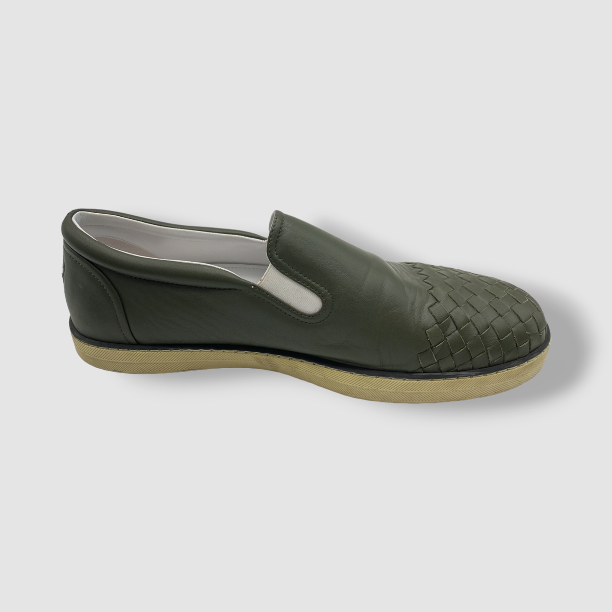 $1700 Bottega Veneta Men\'s Green Woven Leather Slip-On Sneaker Shoes Size 43.5 $1700 Bottega Veneta Men main image 2