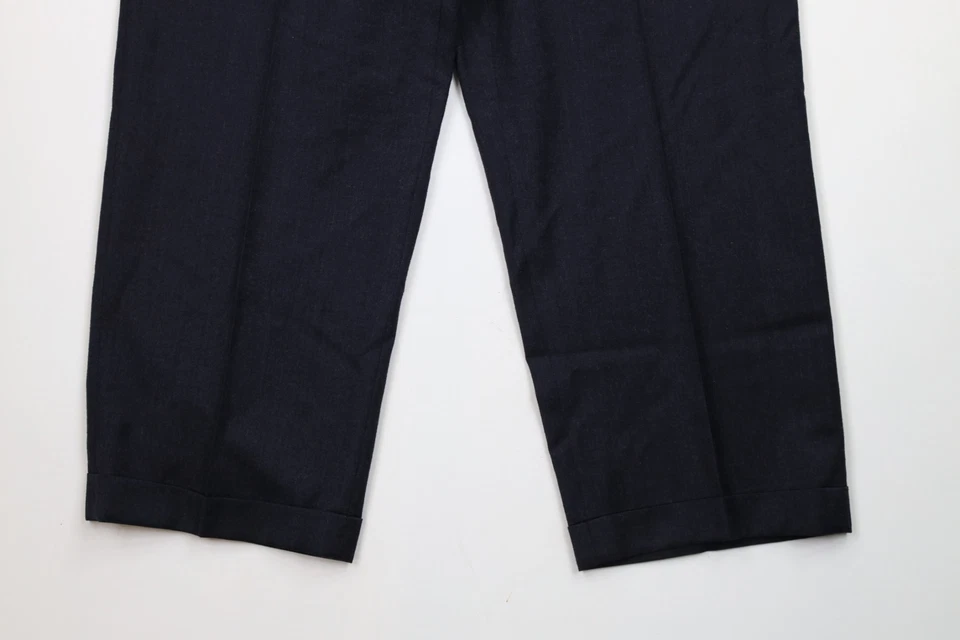 Vtg 90s Streetwear Mens 34x26 Cashmere Merino Wool Blend Wide Leg Chino Pants - Image 4 of 4