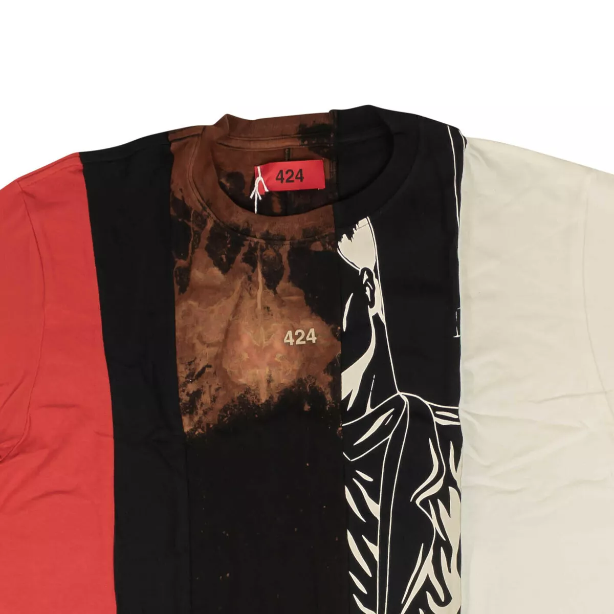 424 On Fairfax Black & Multi Reworked Short Sleeve T-Shirt