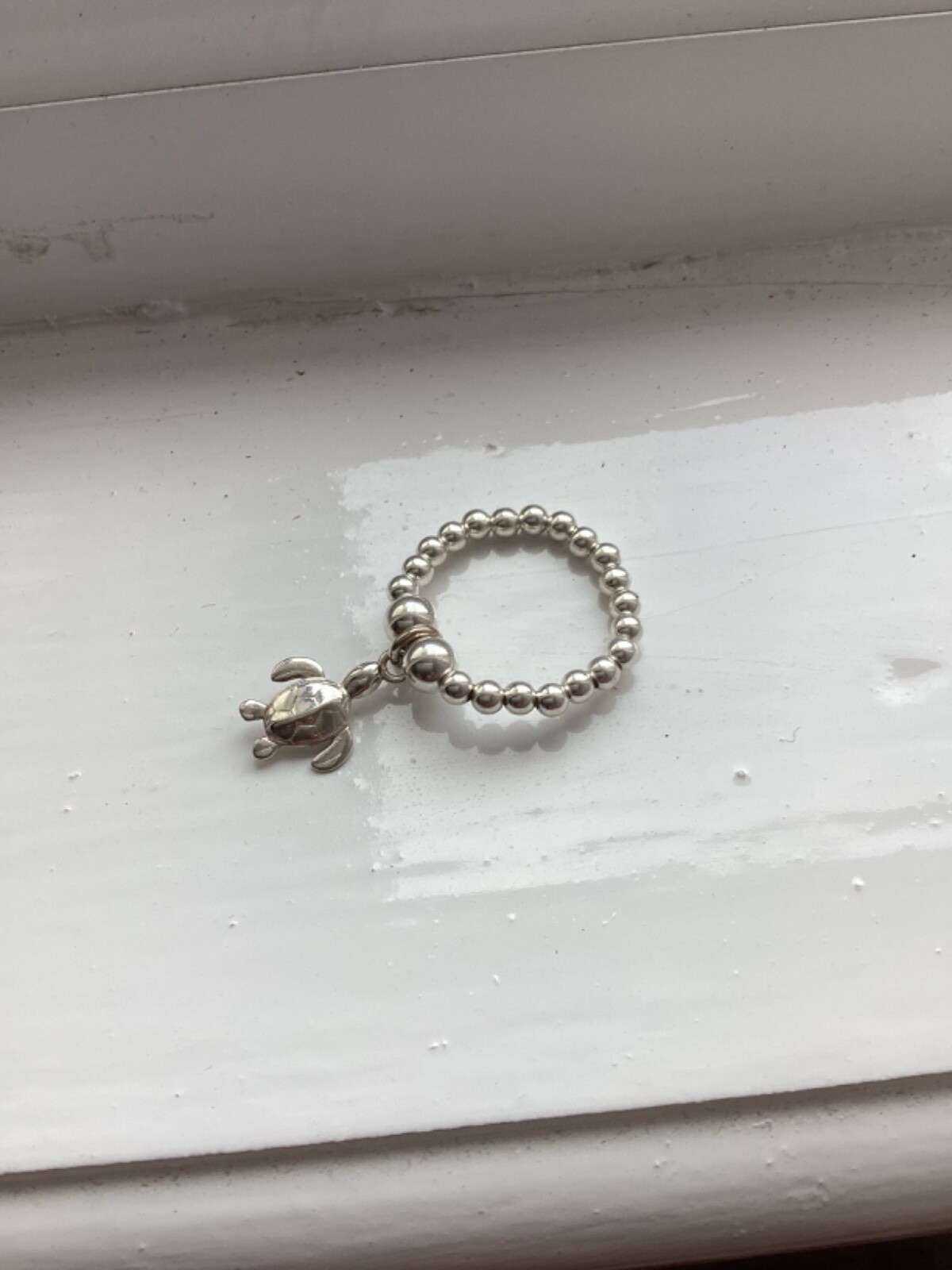 Sterling silver adjustable ring with turtle charm - image 3