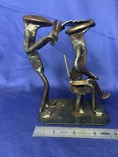 Roland Metal Art Railroad Tie Sculpture Barber Hairdresser Hair Stylist Figure