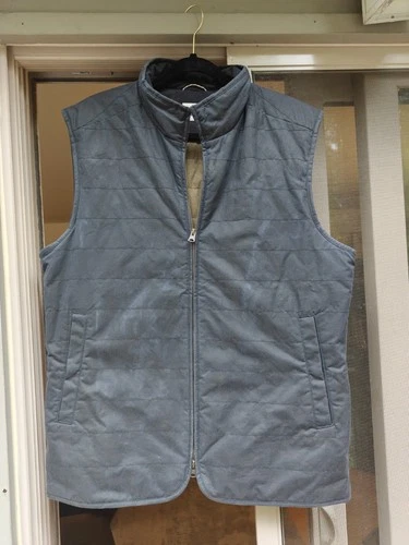 Flint and Tinder York Quilted Vest Mens L Navy Blue Waxed Cotton - product listing photo