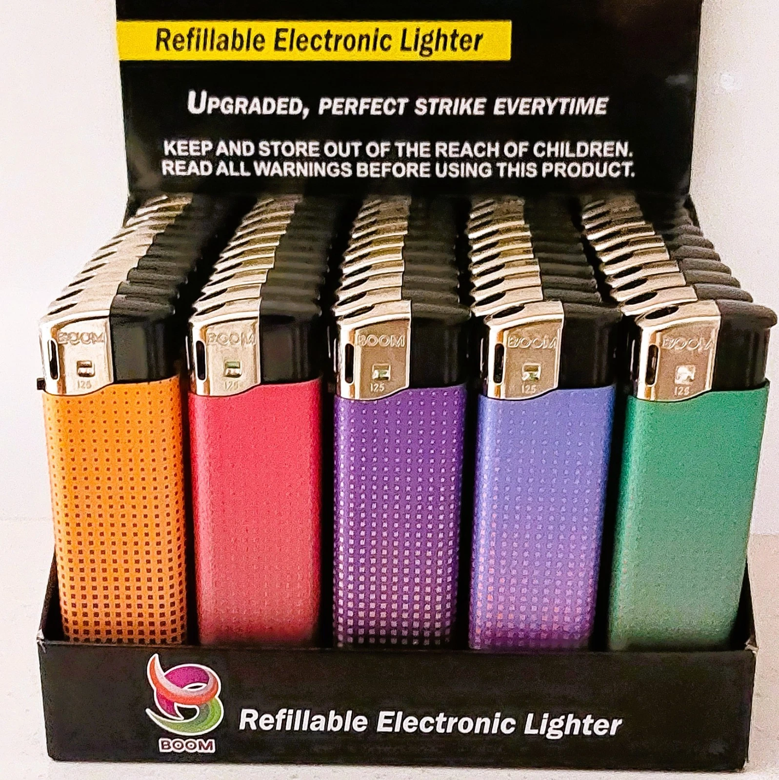 large gas refillable electronic lighters Adjustable flame Metallic colours  50 - Picture 1 of 3