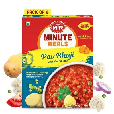 MTR - Pav Bhaji | Spiced Vegetable Gravy | Ready-to-Eat Meal (300g x Pack of 6)