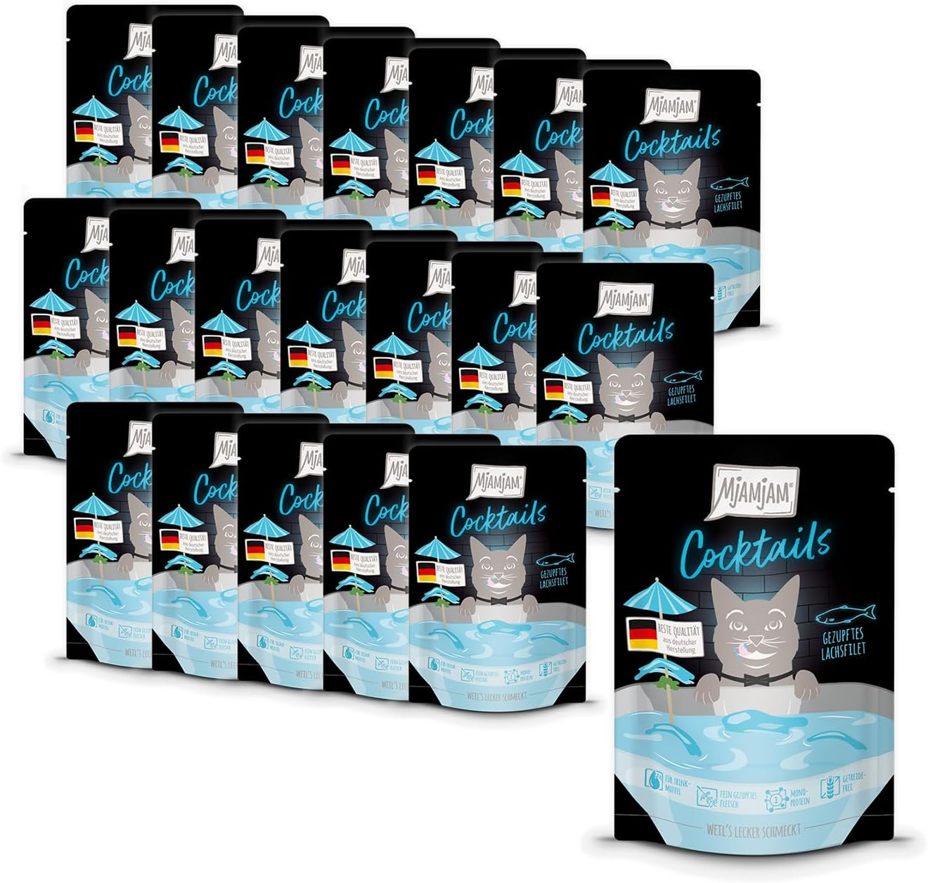 Bevanda per Gatti MjAMjAM Cocktails Salmone Sfilacciato - 20x40g