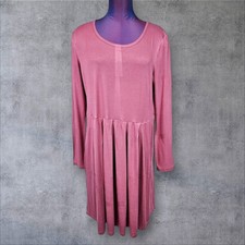 Auselily Raspberry Lightweight Long Sleeve Pleated Skirt Dress Size XL Women i66