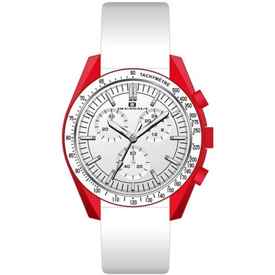 Oceanaut Men's Watch Orbit Quartz Red Case White Dial Leather Strap OC7586