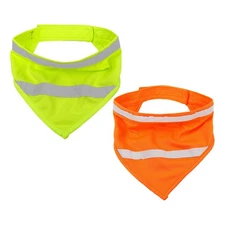2 Pcs Pet Fluorescent Triangle Towel Dog Reflective Gear Safety Bandana Bib