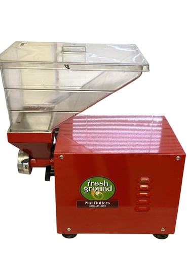 (Item 3401) Olde Tyme Hampton Farms PN2 Nut Butter Grinder (Red) w/ Hopper - Picture 3 of 5