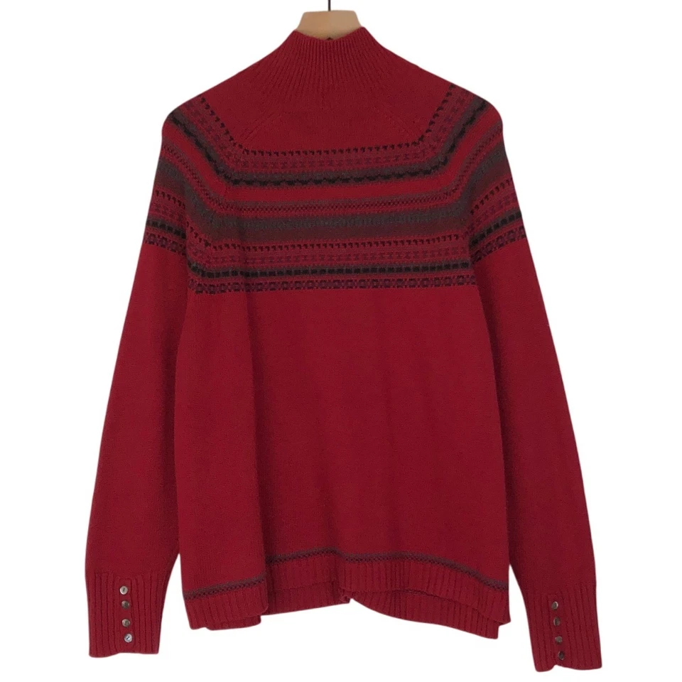 Cárdigan tejido EDDIE BAUER Collectibles rojo Fair Isle para mujer talla 2XL suéter rojo Foto 2 de 4