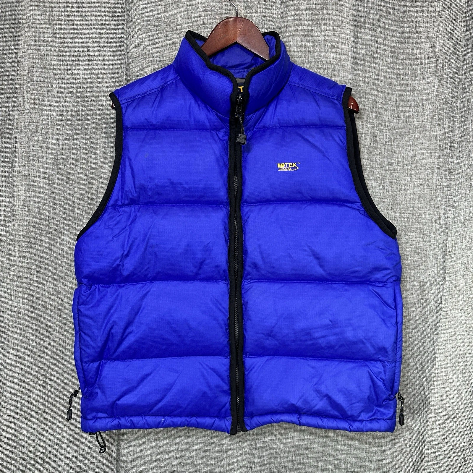 Vintage Eddie Bauer Puffy Goose Down Vest Men’s S Blue Yellow 90’s Outerwear Y2K