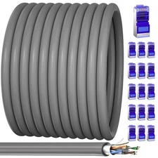 Cat 6 Outdoor Ethernet Cable 250 Ft (16 RJ45 Connectors), 23 AWG Shielded Cable.