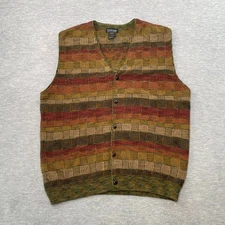 VTG Tosani Vest Men L Multicolor Wool Sleeveless Patch Grandpa Casual