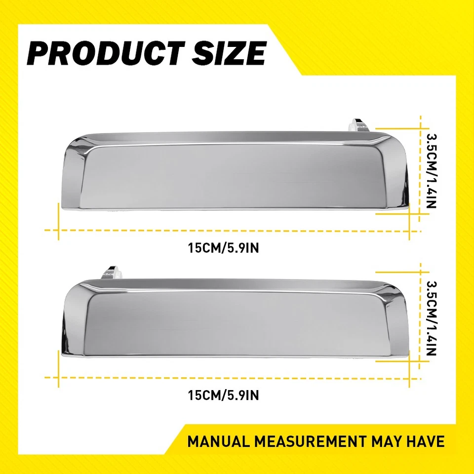 Manija de puerta cromada delantera izquierda+derecha 2-20X exterior para camioneta Nissan XE 1995-1997 Foto 4 de 4