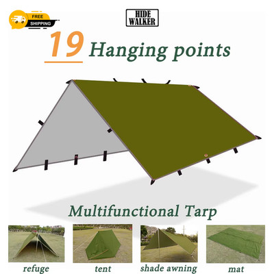 Wasserdicht Camping Tarp Zelt 3x3/3x4/4x4 Sonnenschutz Vorzelt 19-Punkt Survival