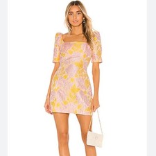 Nookie Solana Sleeve Mini Dress in Pink and Yellow size Large