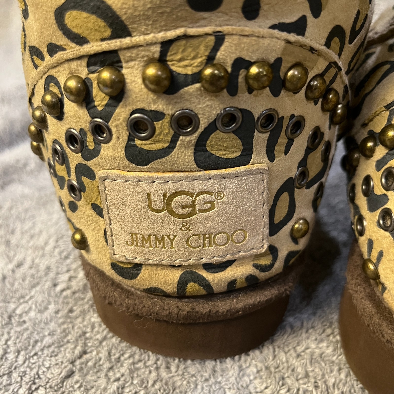 UGG & JIMMY CHOO RARE LEOPARD CHEETA BOOTS AUTHENTIC WOMENS SIZE 10 image 5