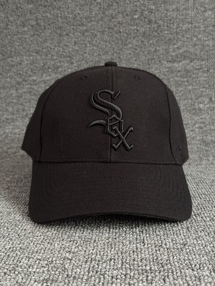 '47 Brand Chicago White Sox MLB Black Dad Hat Strapback Cap Tonal SOX Logo