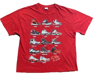 Vintage, Michael Jordan Shoes Graphics Evolution T-Shirt. 1986-1998 Men s XL