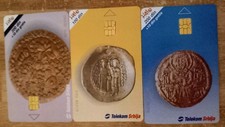 3 karty telefoniczne SRBIJA. MONETY VINTAGE, wygląda jak chleb lub herbatniki Nie jesteś pewien?