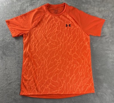 Under Armour UA Loose Tech Tee T Shirt Short Sleeve Marbled Orange Front Men s M